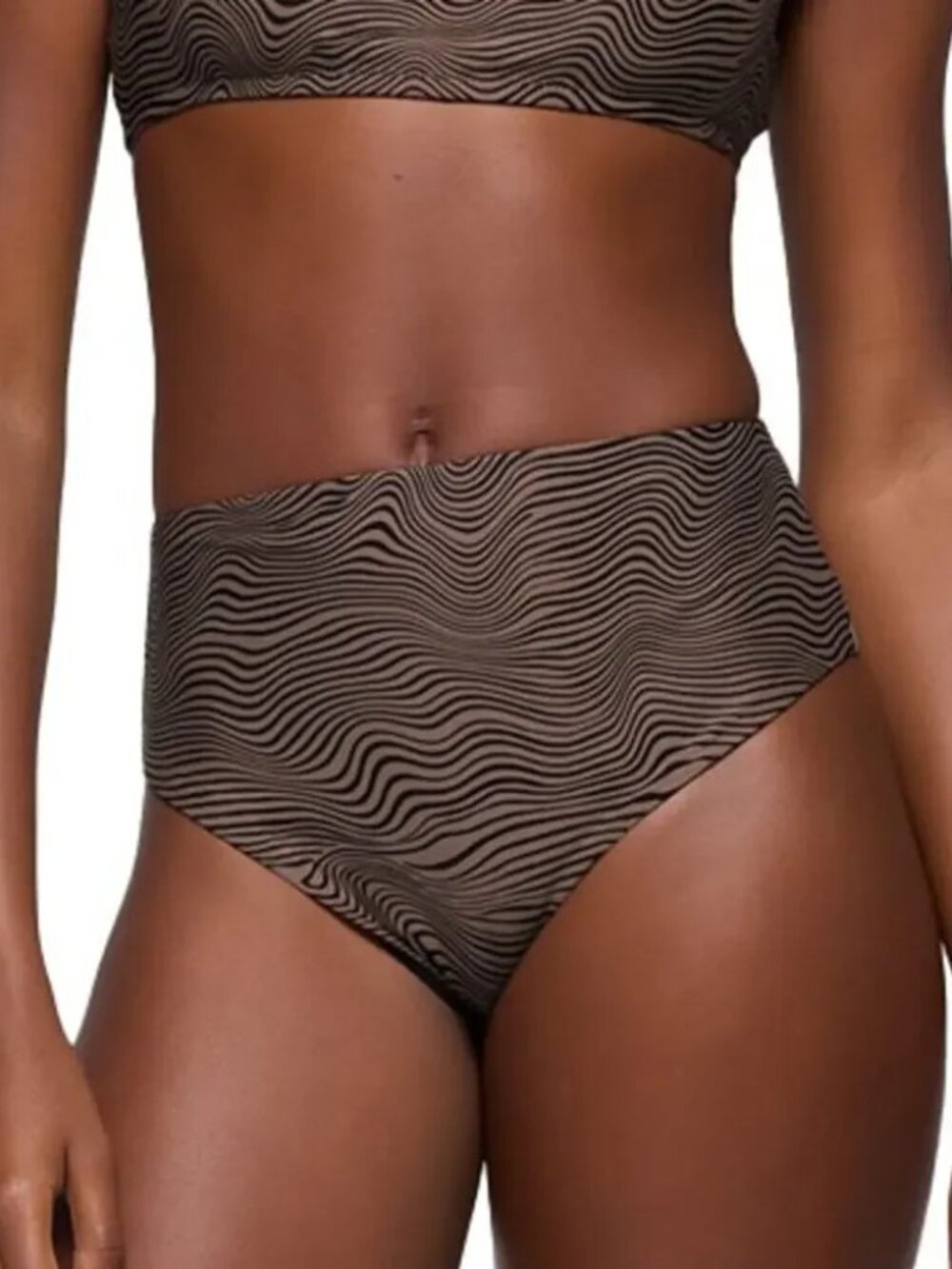 Prana Lahari High Waist Bikini Bottom, Brown and Black Wavee Size M, NWT